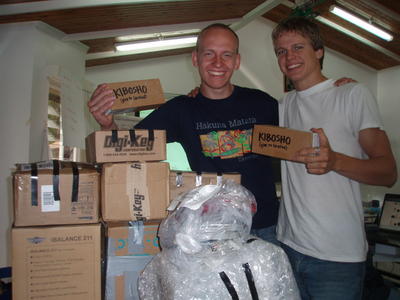 My partner Justin and I ready for taking off to the hosthospitals with our medical equipment donations.
