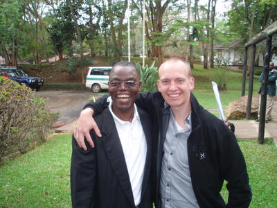 Me and my always smilying hostfather and swahiliteacher Mr. Kisanji.